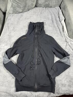 J.C. RAGS Hoodie Mens Large Black Full Zip Fleece High Neck Pockets